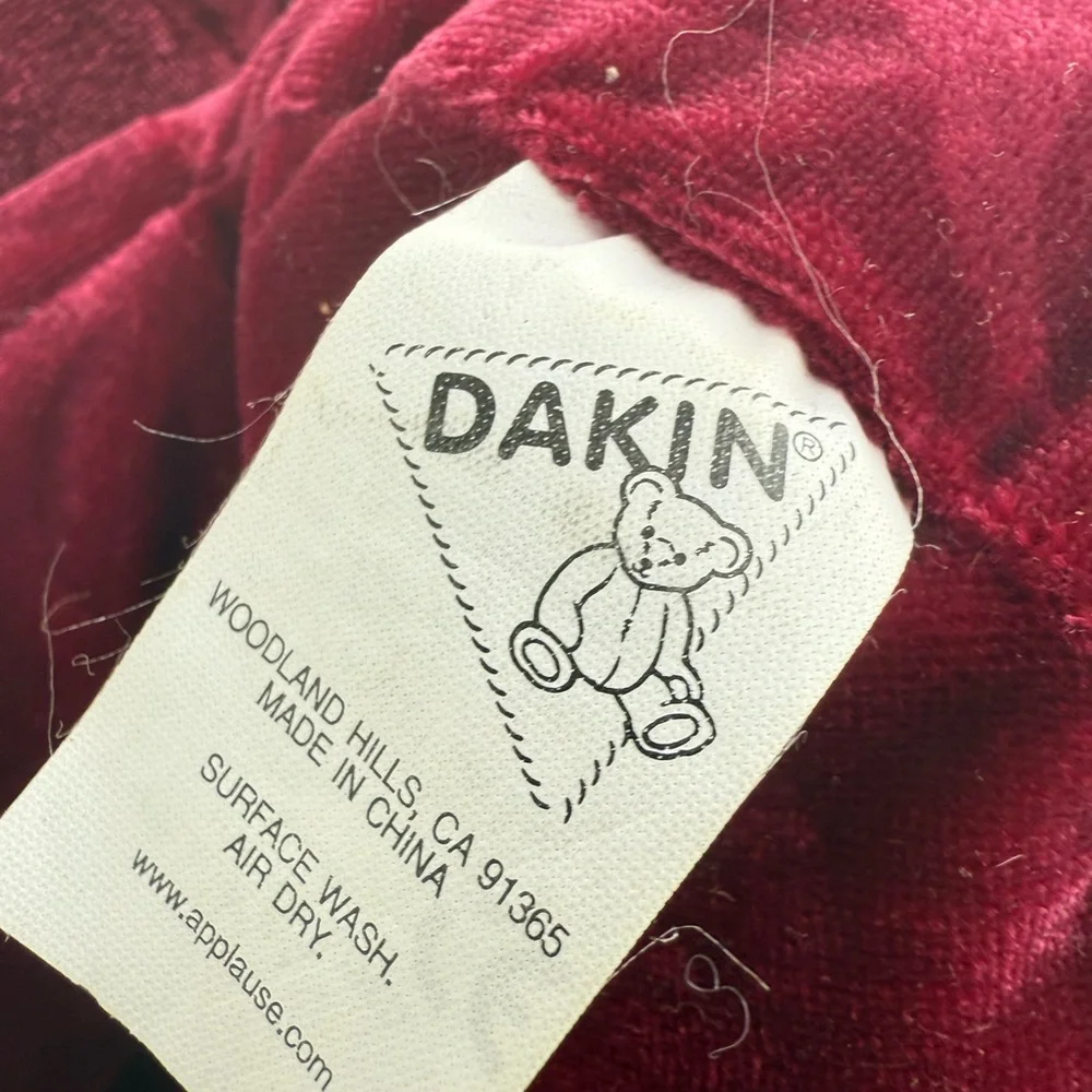 Dakin Stuffed Plush Red Embossed Velvet Velour Teddy Bear Swirl Heart‎ NWT H